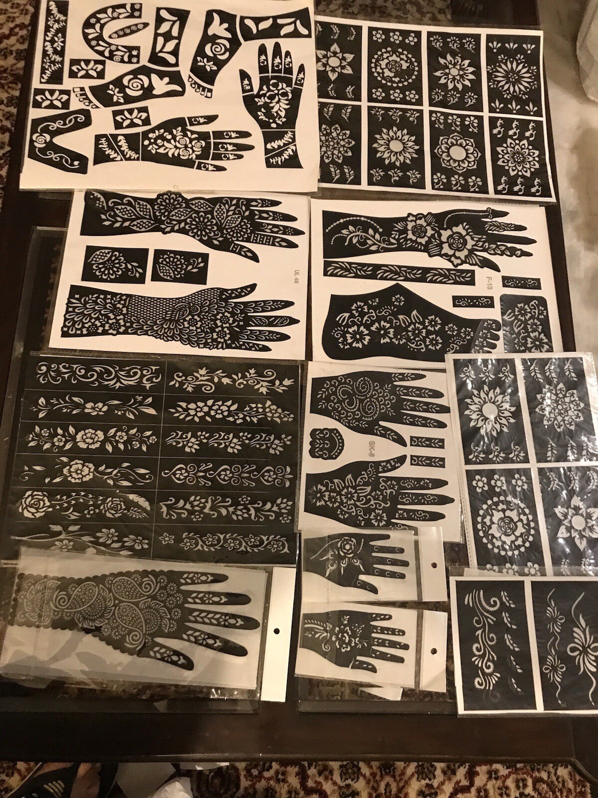 5 Sheets Of Hand/Body/Feet Henna/Mehndi Stencils Stick On Tattoo Stencil