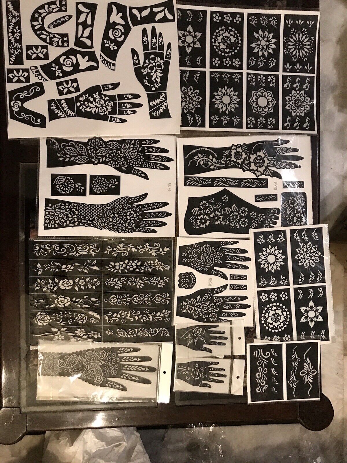 5 Sheets Of Hand/Body/Feet Henna/Mehndi Stencils Stick On Tattoo Stencil