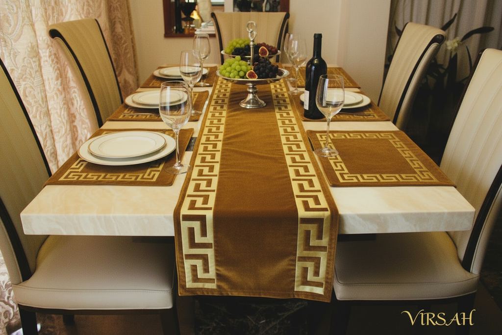 Mustard Brown Table Setting - Dining Room