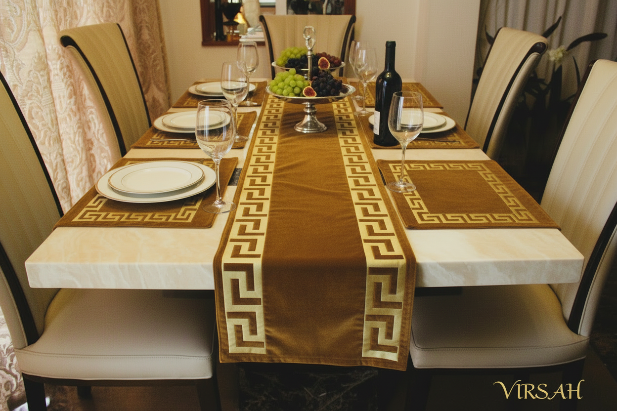 Mustard Brown Table Setting - Dining Room
