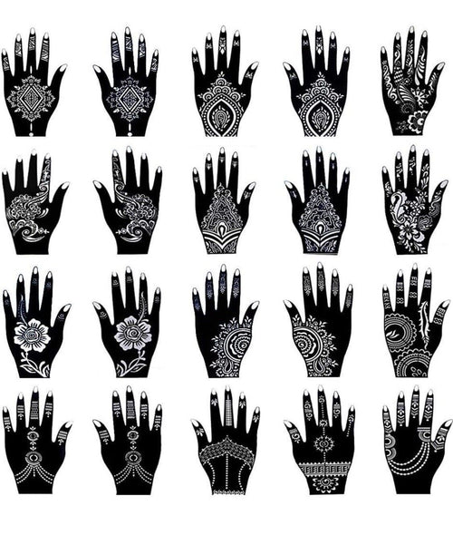 5 Sheets Of Hand/Body/Feet Henna/Mehndi Stencils Stick On Tattoo Stencil