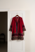 Red Embroidered Coat on Hanger