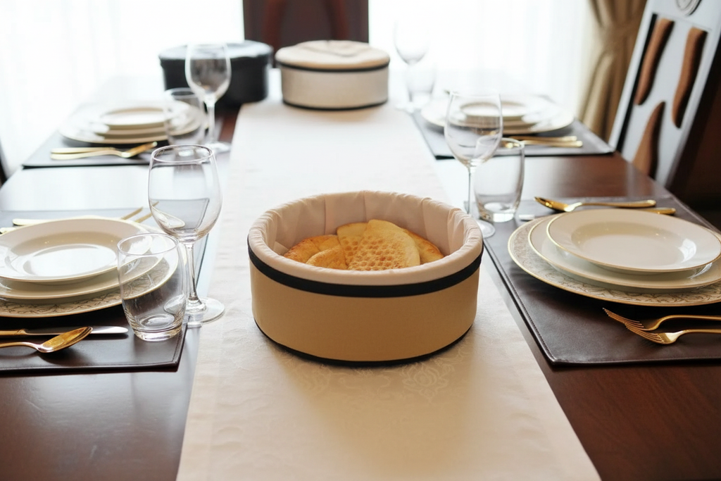 Roti basket on elegant dining table