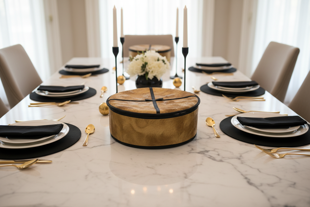 Roti basket on luxury marble table