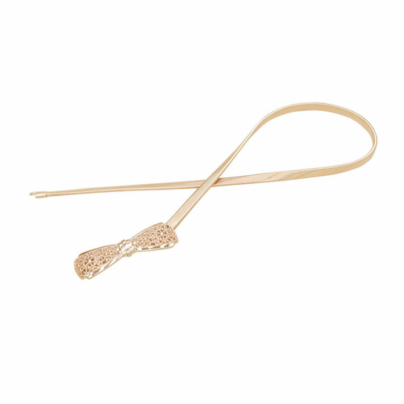 Women Elastic Belt Gold BOW BUCKLE Metal Thin Skinny Belt Waist Band