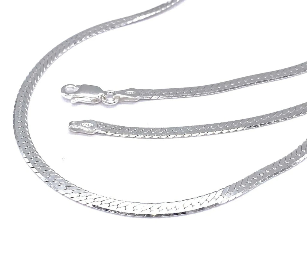 Unisex Necklace chain- 4mm Snake Chain - Silver Stainless Steel - UK