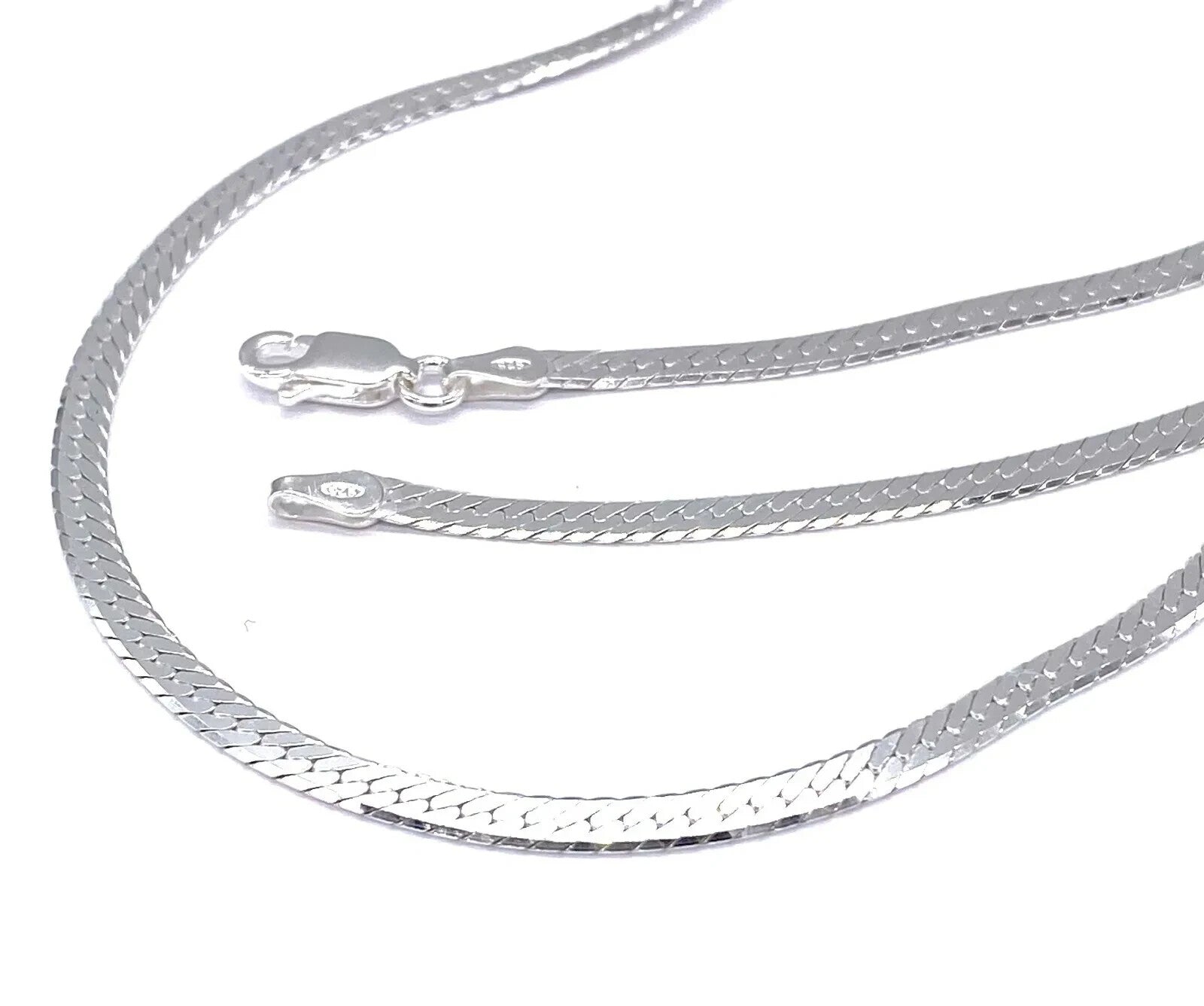 Unisex Necklace chain- 4mm Snake Chain - Silver Stainless Steel - UK