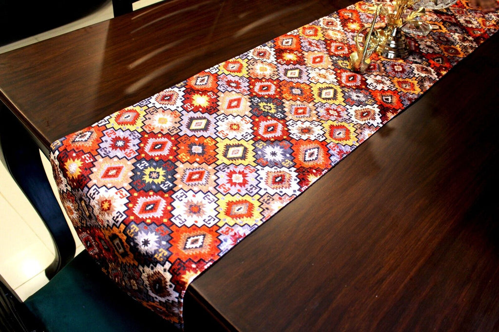 1pc Elegantly Designed Digital Design Table Runner in Vibrant Patchwork Pattern for Festive Dining 72inches
