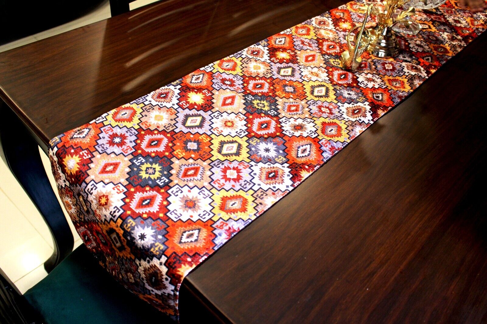 1pc Elegantly Designed Digital Design Table Runner in Vibrant Patchwork Pattern for Festive Dining 72inches