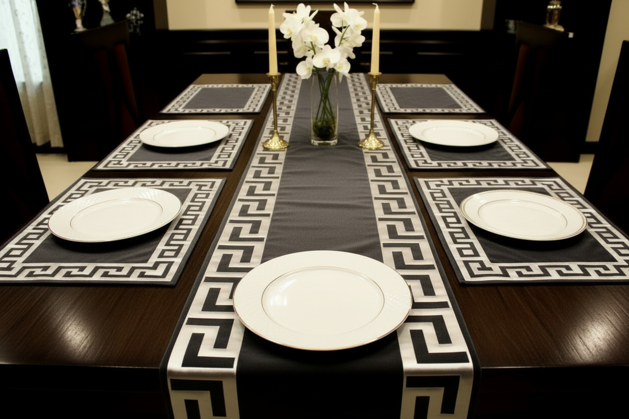 Table setting with medium grey tone