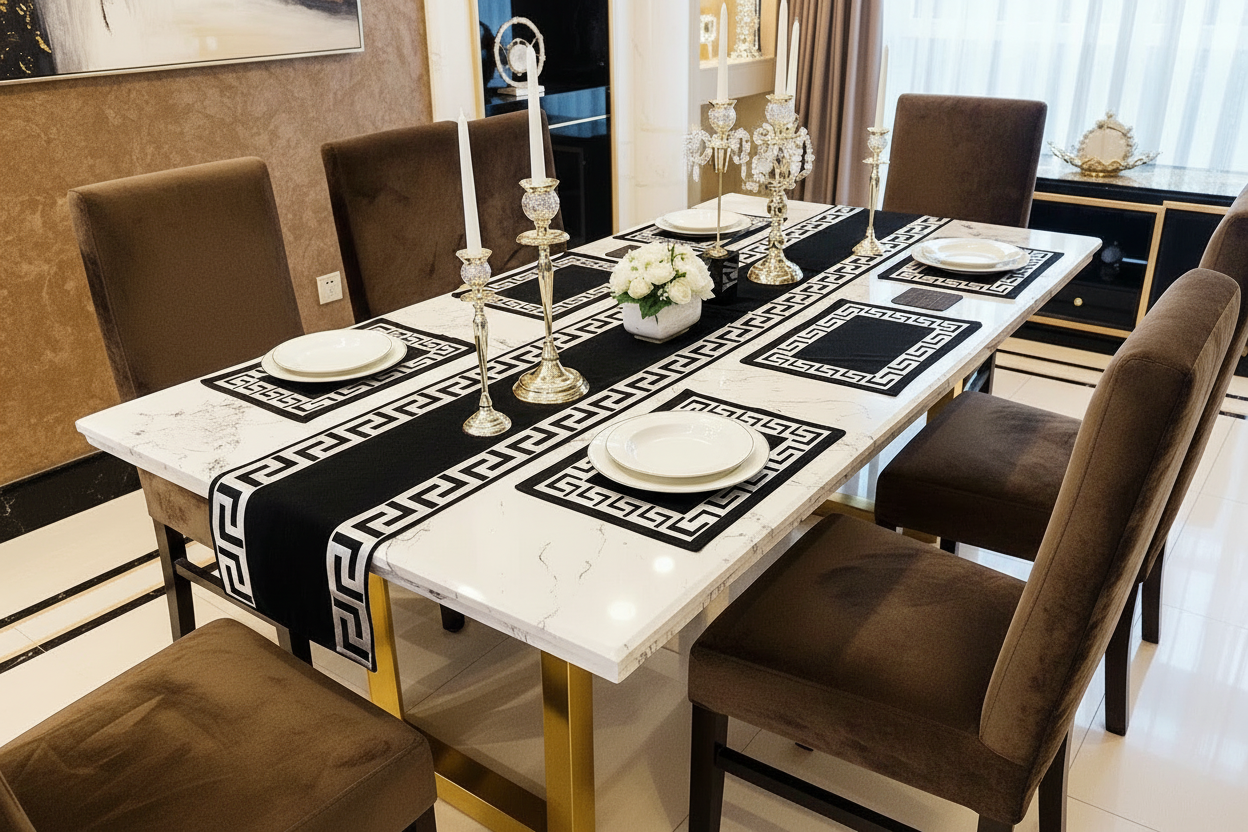 Zoomed view showing 6 placemats and runner